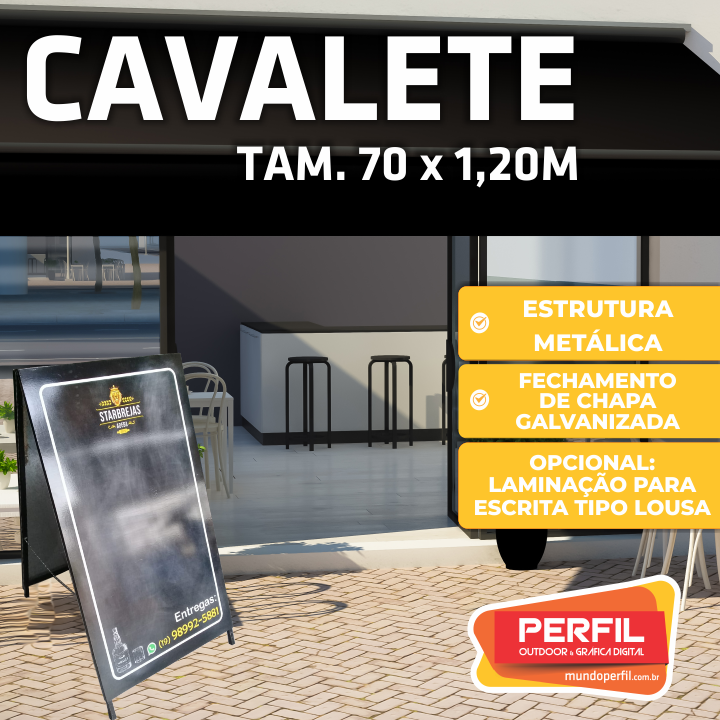 CAVALETE COM CHAPA GALVANIZADA | TAM. 70x120 cm