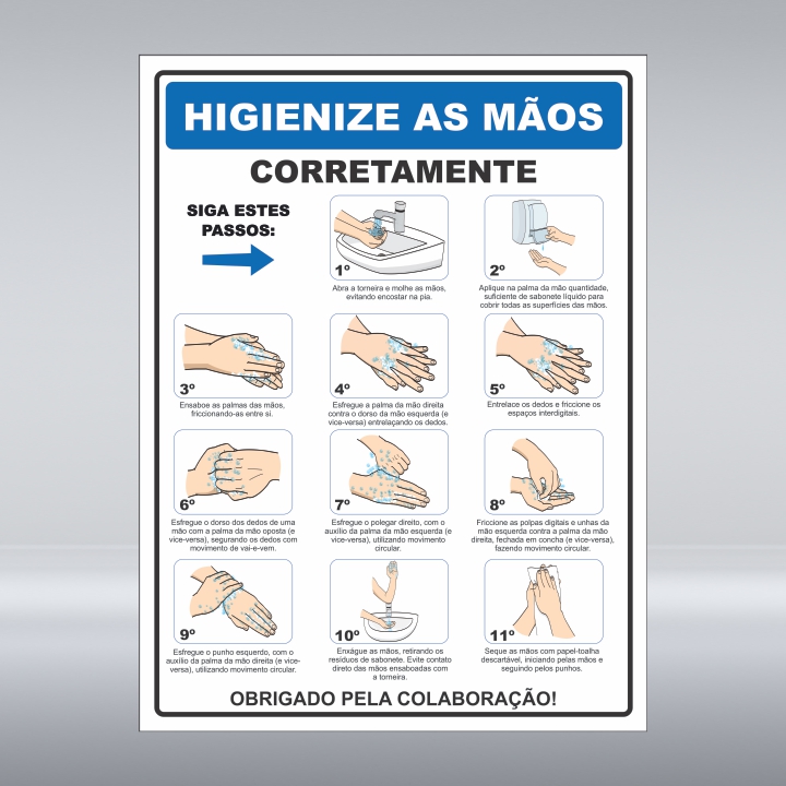 Placa Higienize As Maos